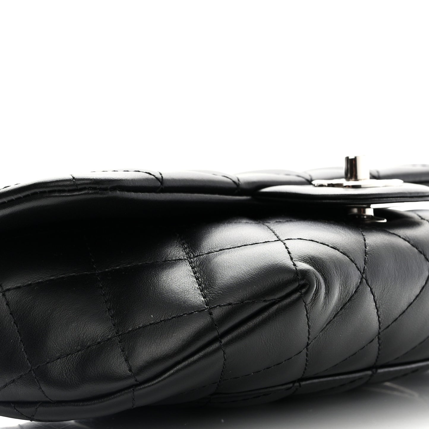 Calfskin Quilted CC Uniform Flap Belt Bag Black