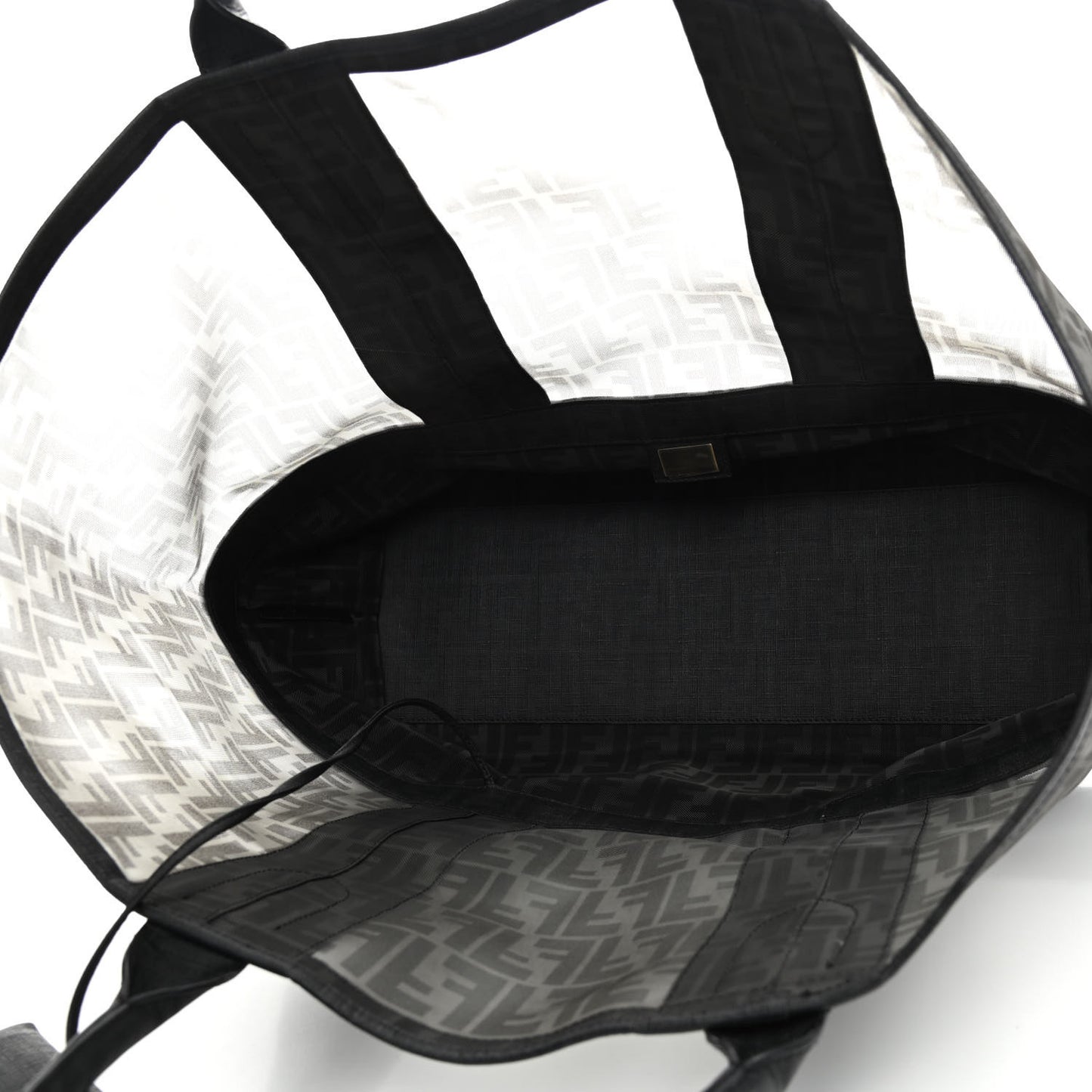Mesh Glazed Fabric FF Shopping Tote Black
