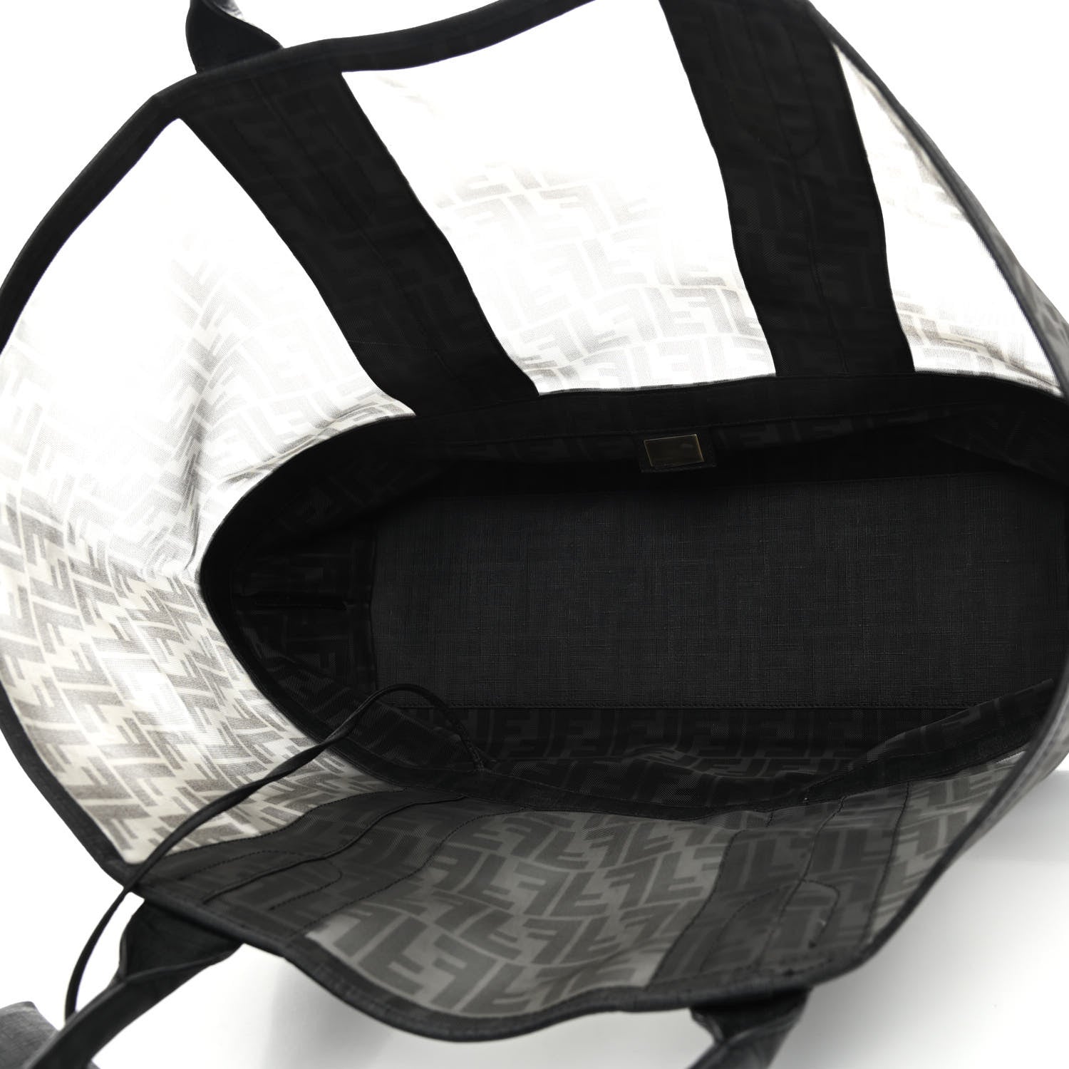 Fendi Mesh Glazed Fabric FF Shopping Tote Black 6 of 14