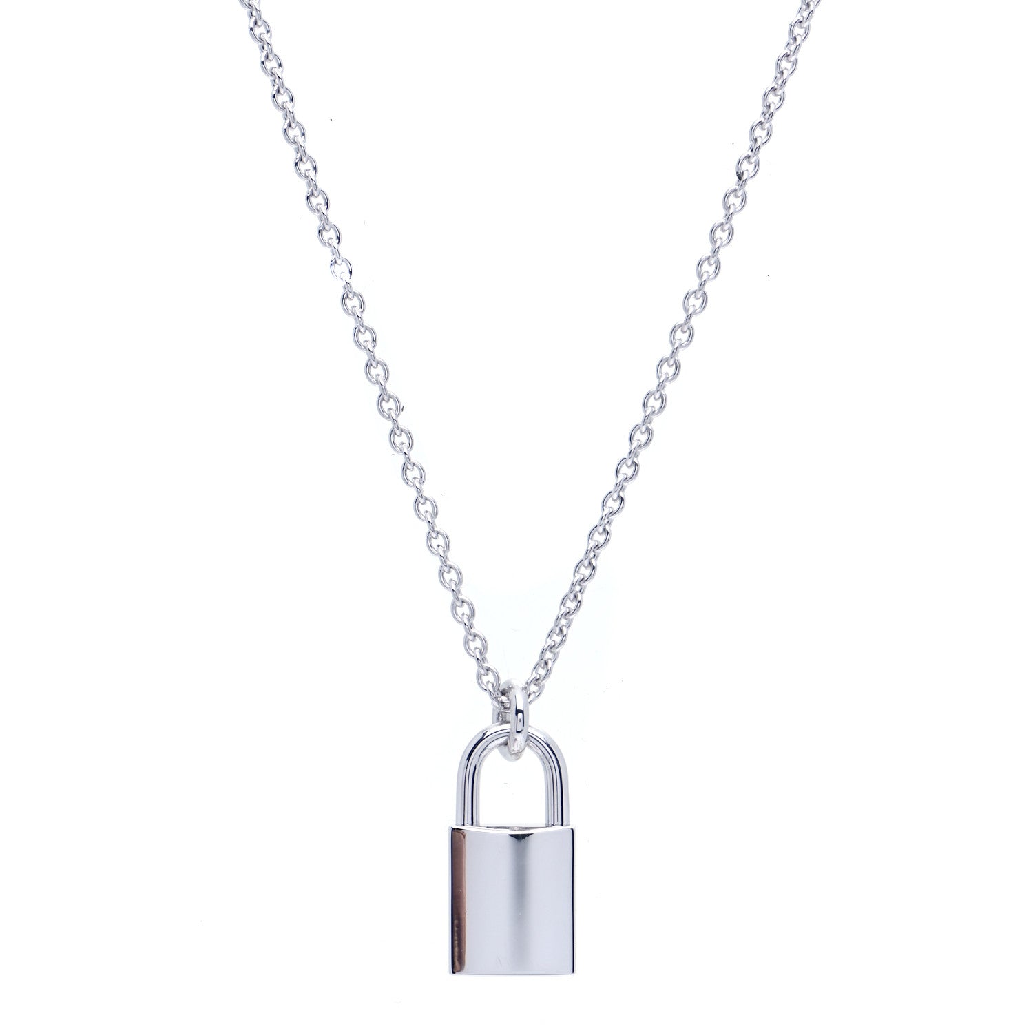 Hermes 18K White Gold Diamond Amulettes Cadenas Pendant Necklace 4 of 7