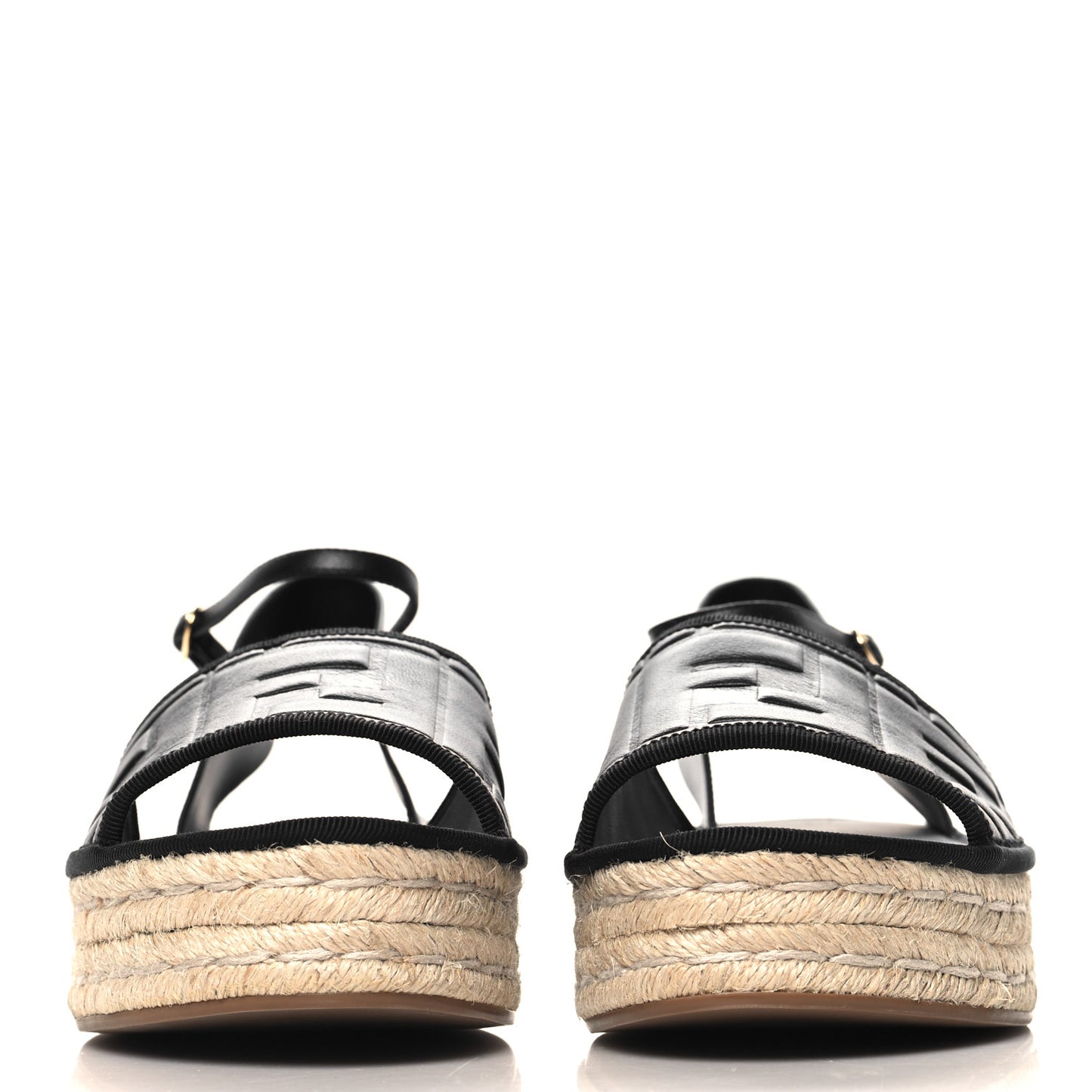Nappa FF Embossed Espadrille Platform Sandals 40 Black