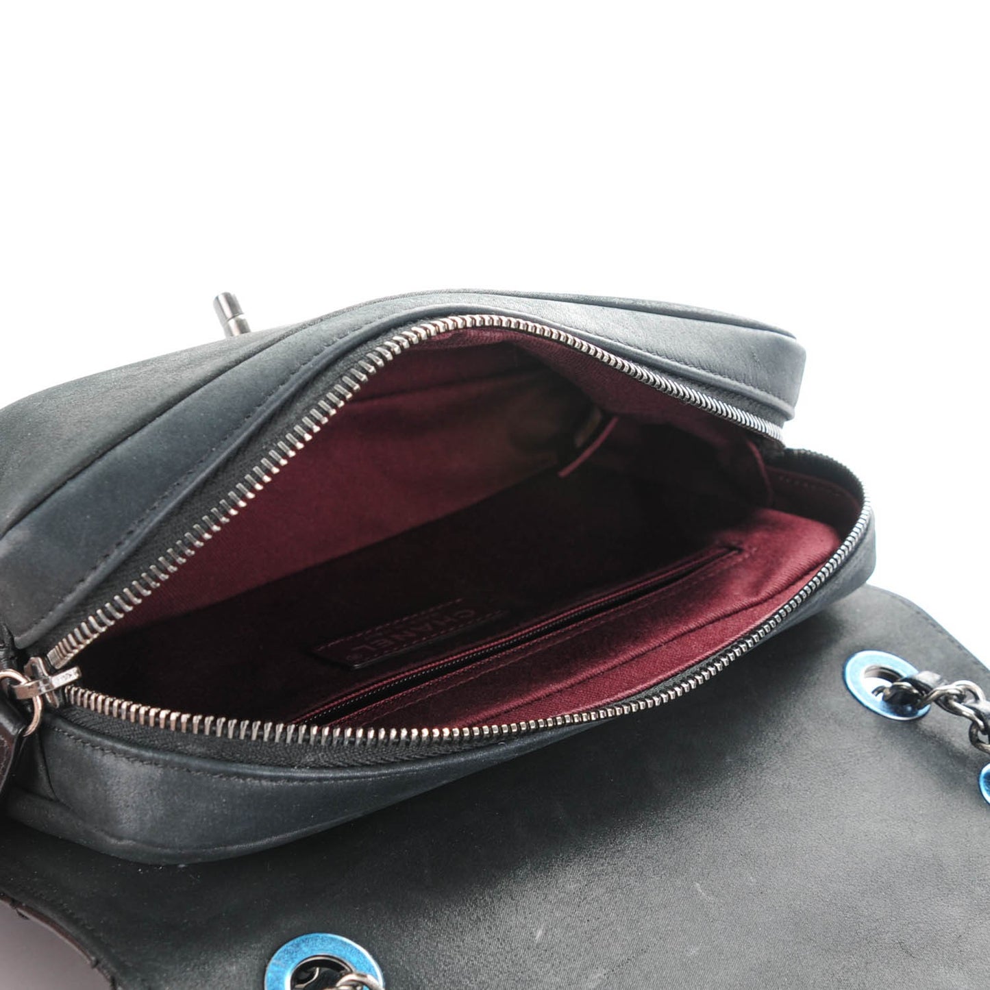 Glazed Calfskin Quilted Small Day Trip Flap Black