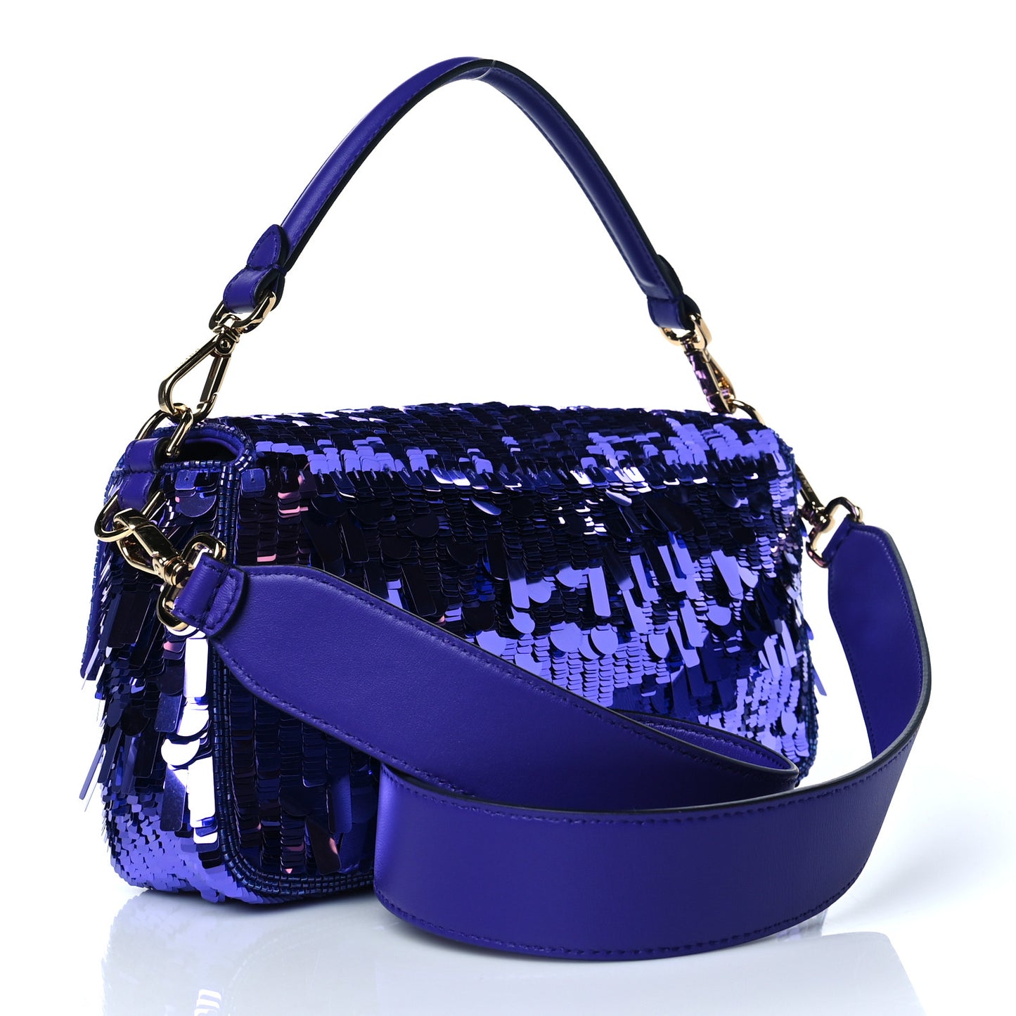 Sequin Paillettes Shiny Nappa Sex and the City Baguette Viola Purple Rain