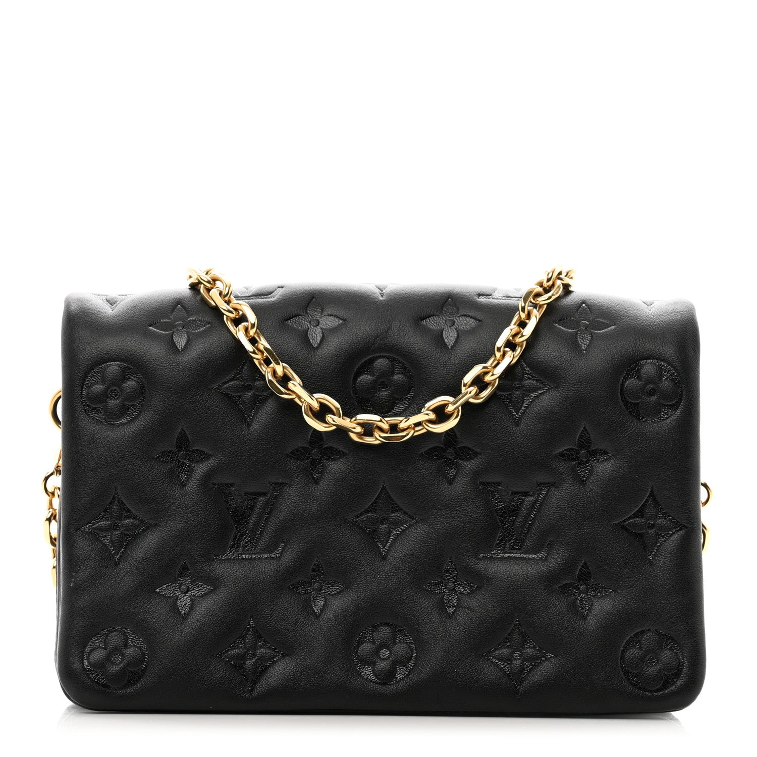 Louis Vuitton Lambskin Embossed Monogram Pochette Coussin Black 1 of 9