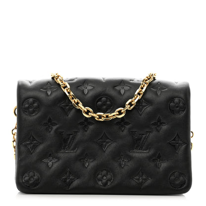 Louis Vuitton Lambskin Embossed Monogram Pochette Coussin Black 1 of 9