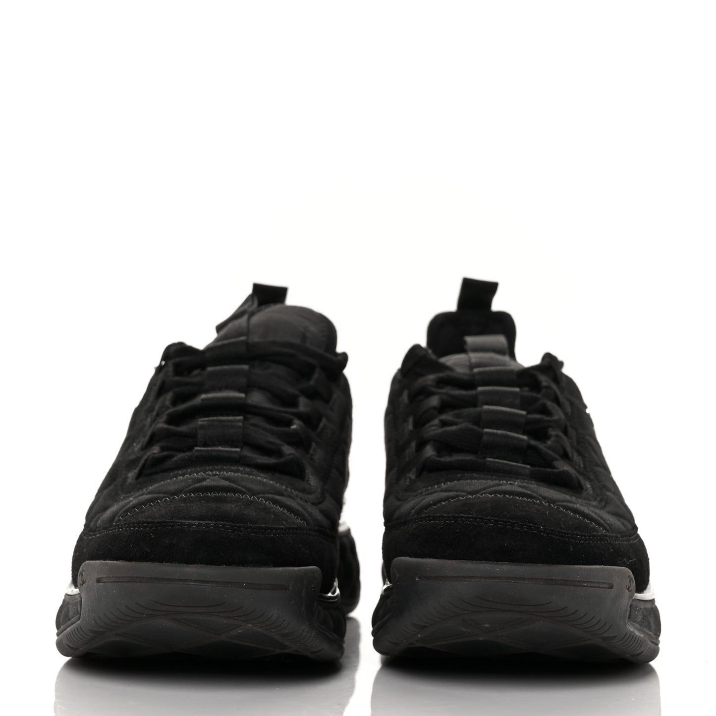 Suede Calfskin Mixed Fibers CC Sneakers 39.5 Black