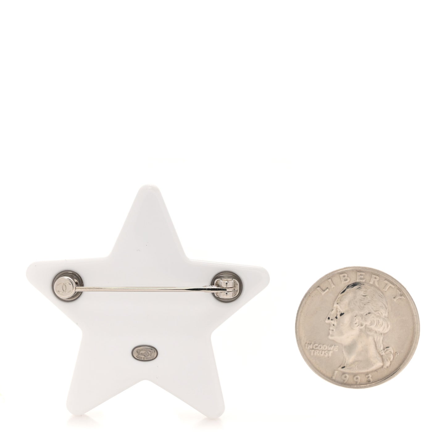 Resin Glitter Star CC Brooch White