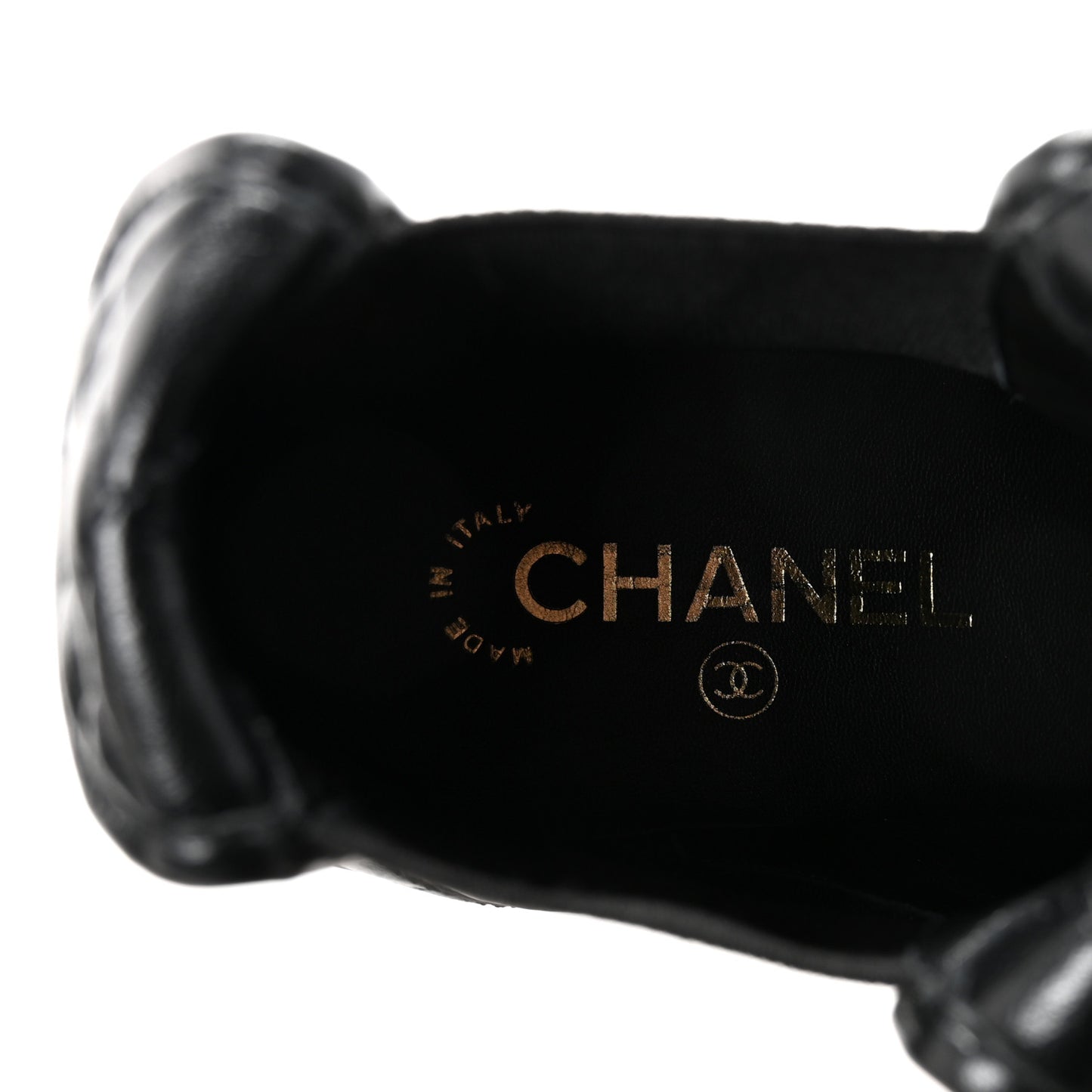 Lambskin Quilted Cap Toe CC Turnlock Booties 38.5 Black