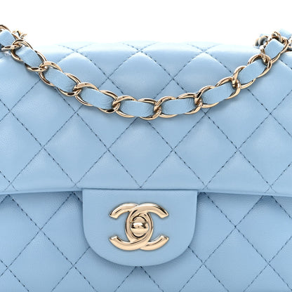 Chanel Lambskin Quilted Mini Rectangular Flap Light Blue 8 of 10