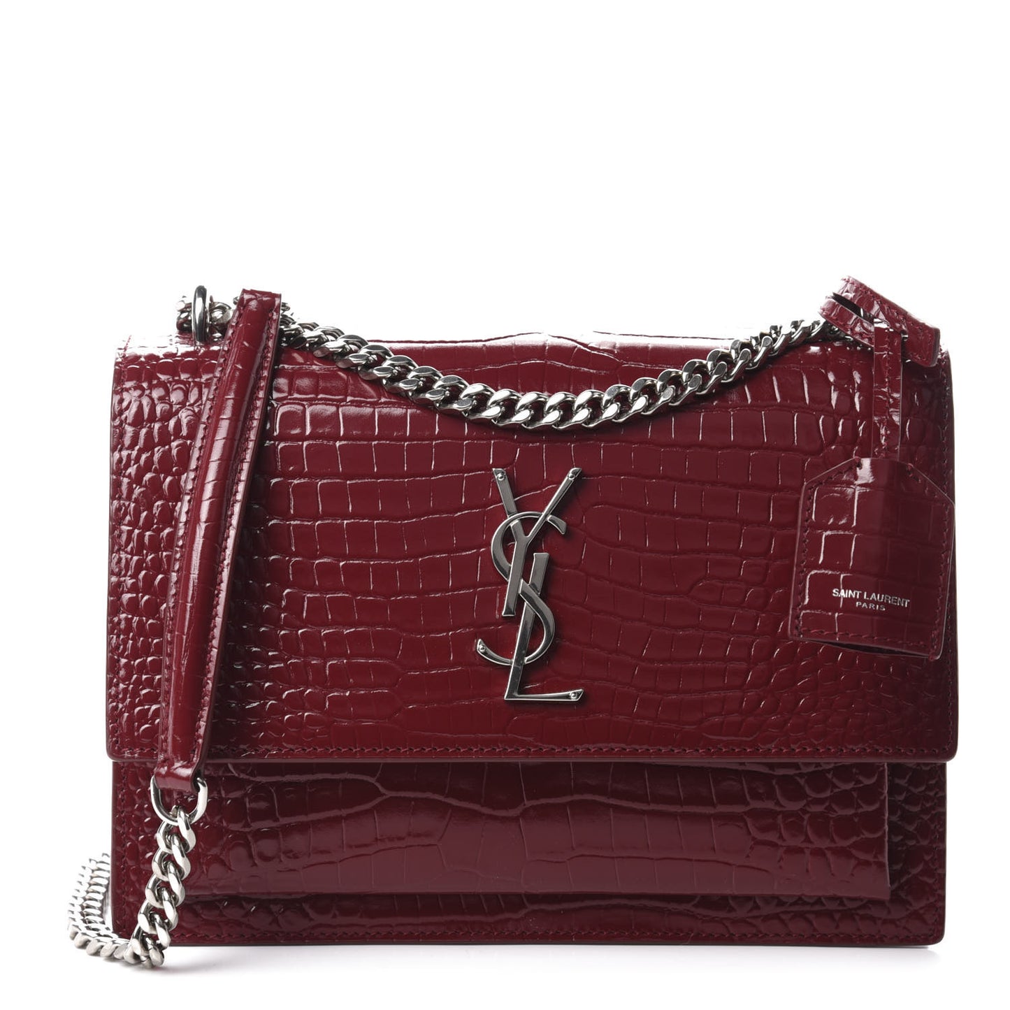 Calfskin Crocodile Embossed Medium Monogram Sunset Palissandre