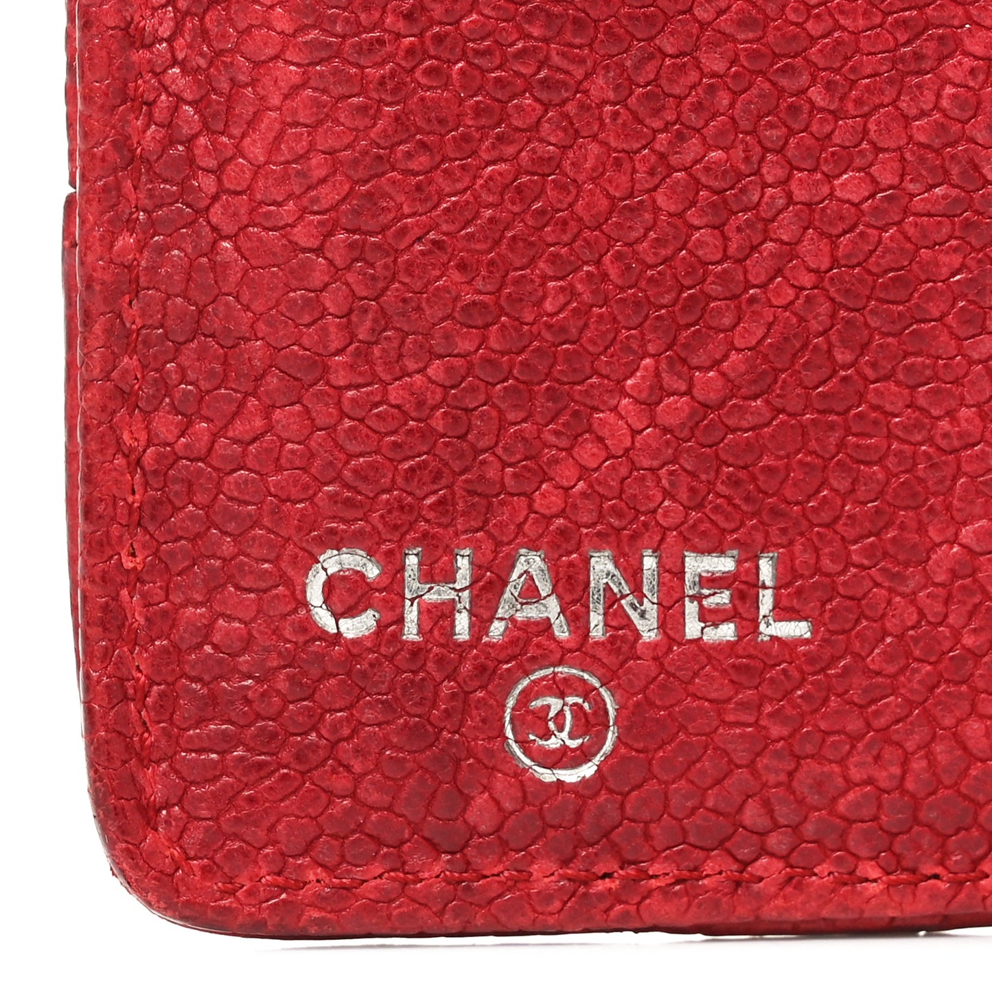 Distressed Caviar Stitched Outdoor Yen Wallet Bordeaux Clair
