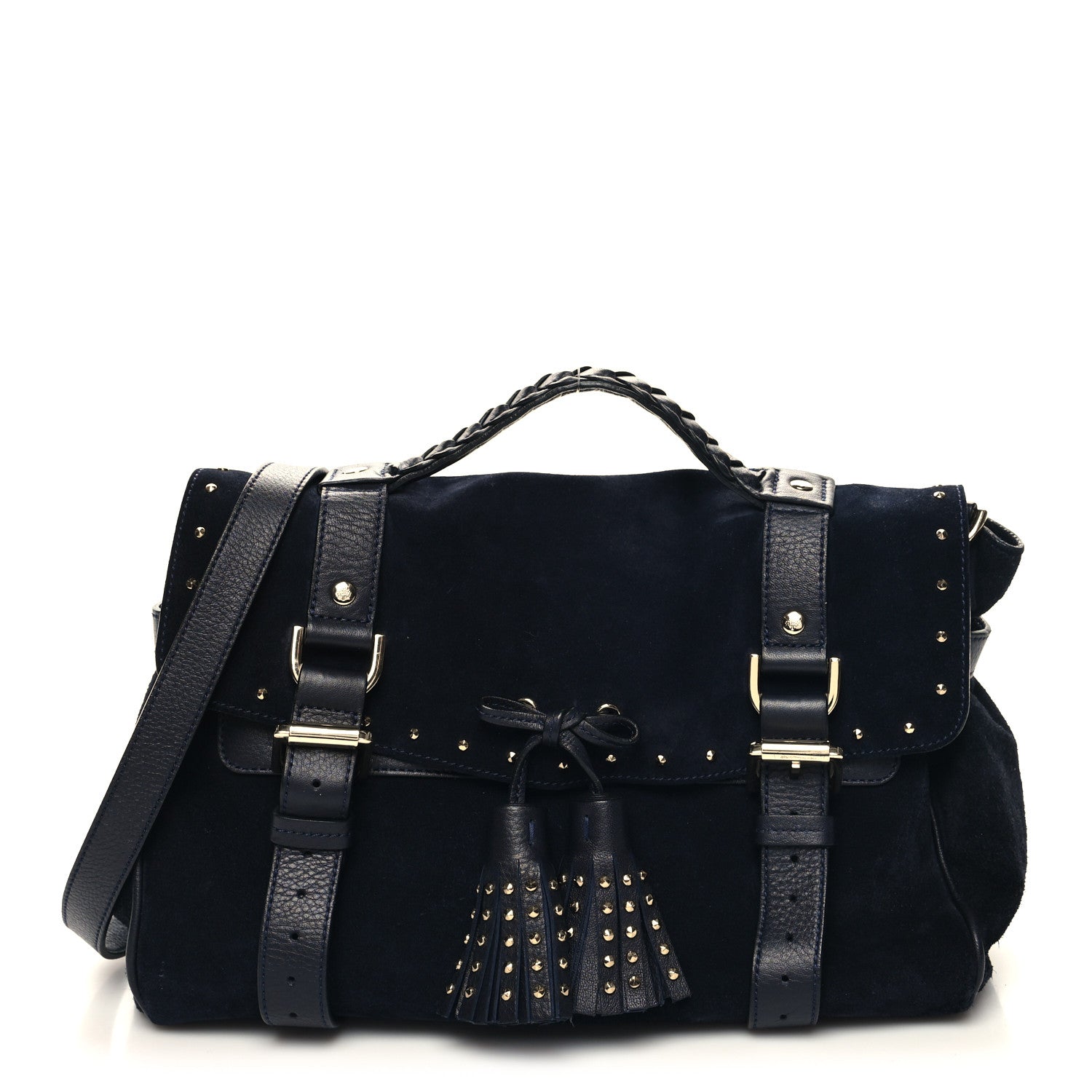 Mulberry Heavy Suede Alexa Tassel Satchel Ink Blue 1 of 10