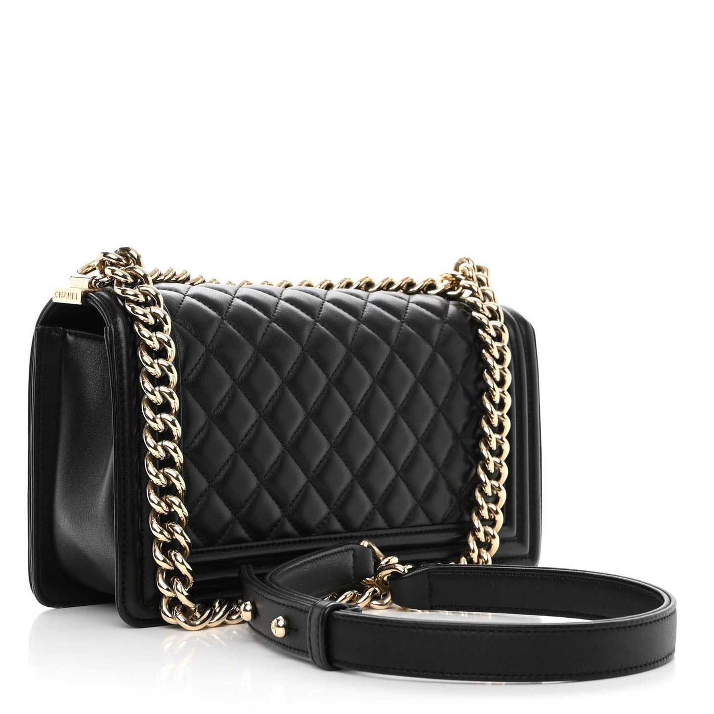 Lambskin Quilted Medium Boy Flap Black