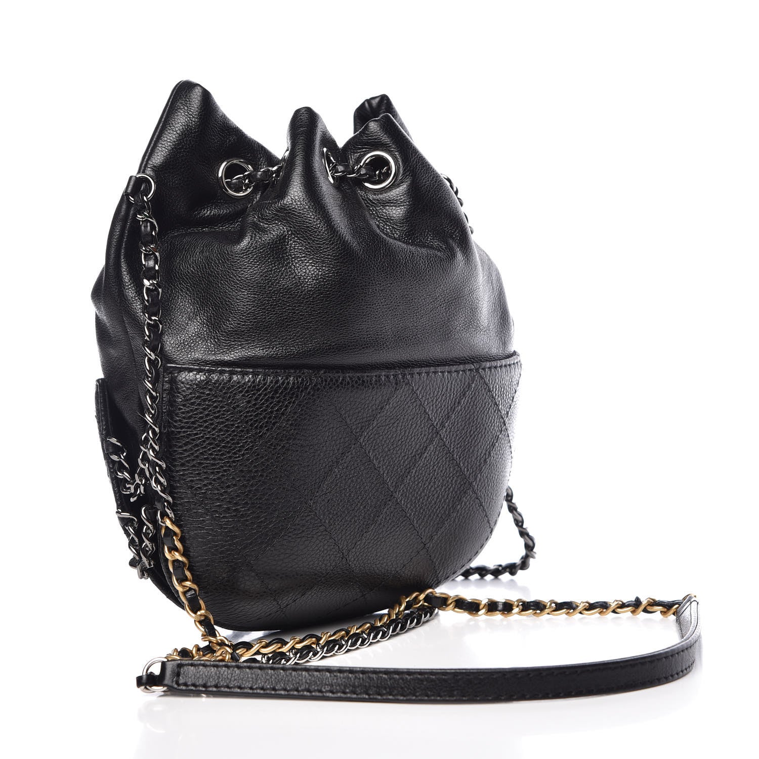 Chanel Calfskin Quilted Small Gabrielle Bucket Black 3 of 10
