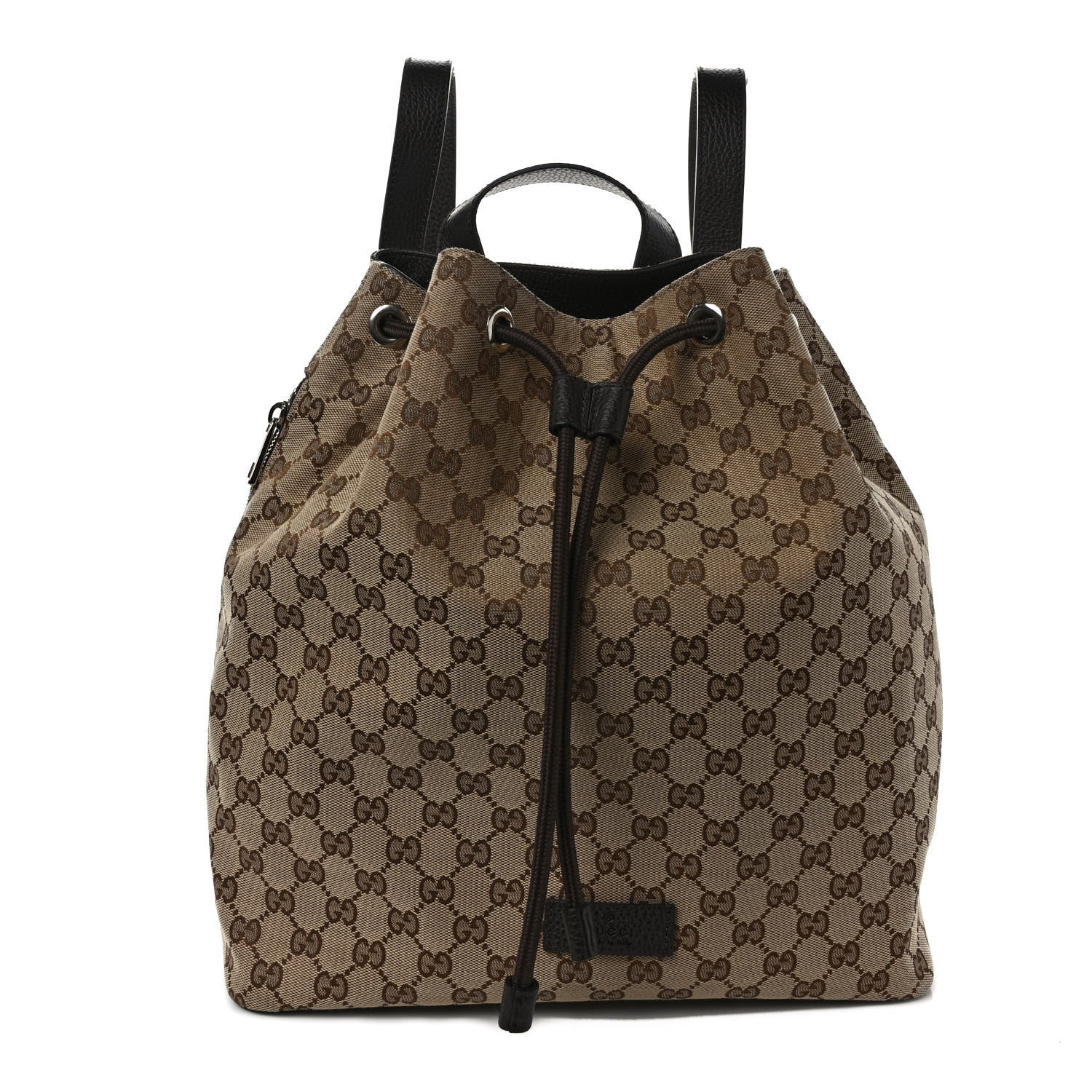 Gucci Monogram Dollar Calfskin O Drawstring Backpack Beige Ebony Testa di Moro Dark Chocolate 1 of 10