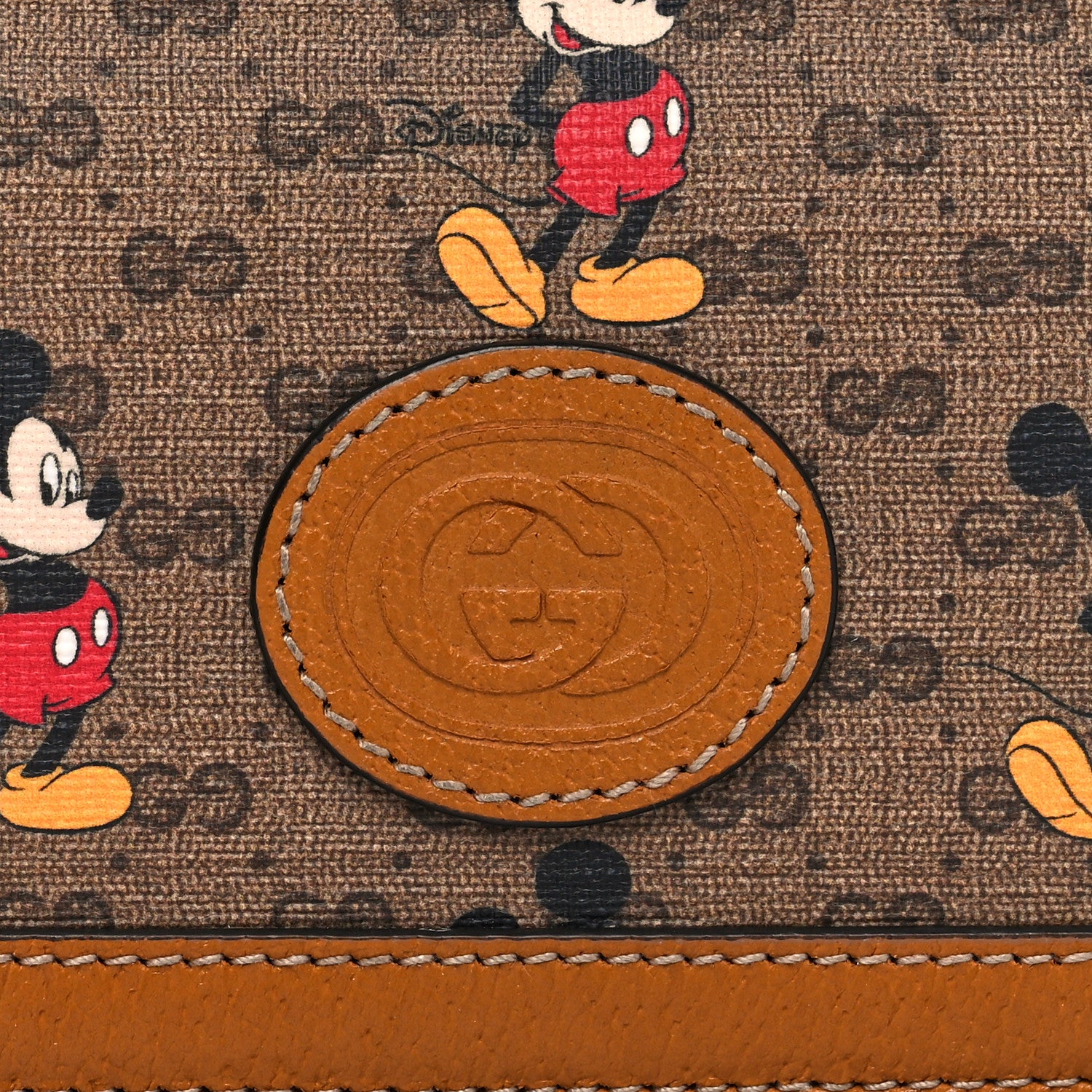 Gucci X DISNEY Mini Vintage GG Supreme Monogram Mickey Mouse Card Holder Wallet Beige Vintage Sun Oil 7 of 7