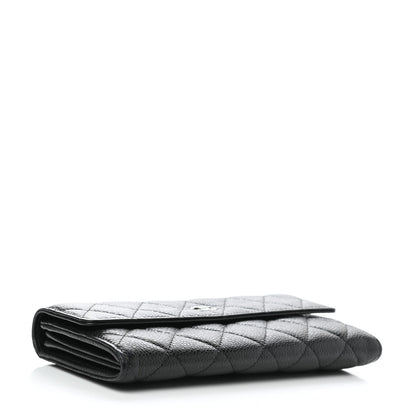 Chanel Caviar Quilted Large Gusset Flap Wallet Black 4 of 9