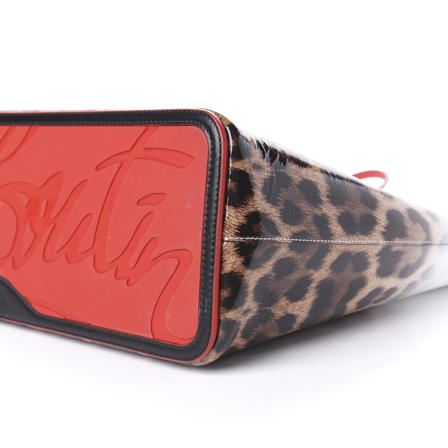 Christian Louboutin Calfskin Degrade Leopard Print Spikes East West Cabata Tote White Multi 9 of 10