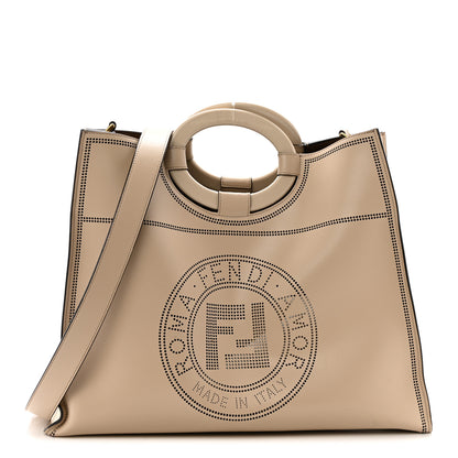Fendi Vitello Liberty Plexiglass Stamp Patch Perforated Medium Runaway Shopper Tote Nuvola 1 of 15
