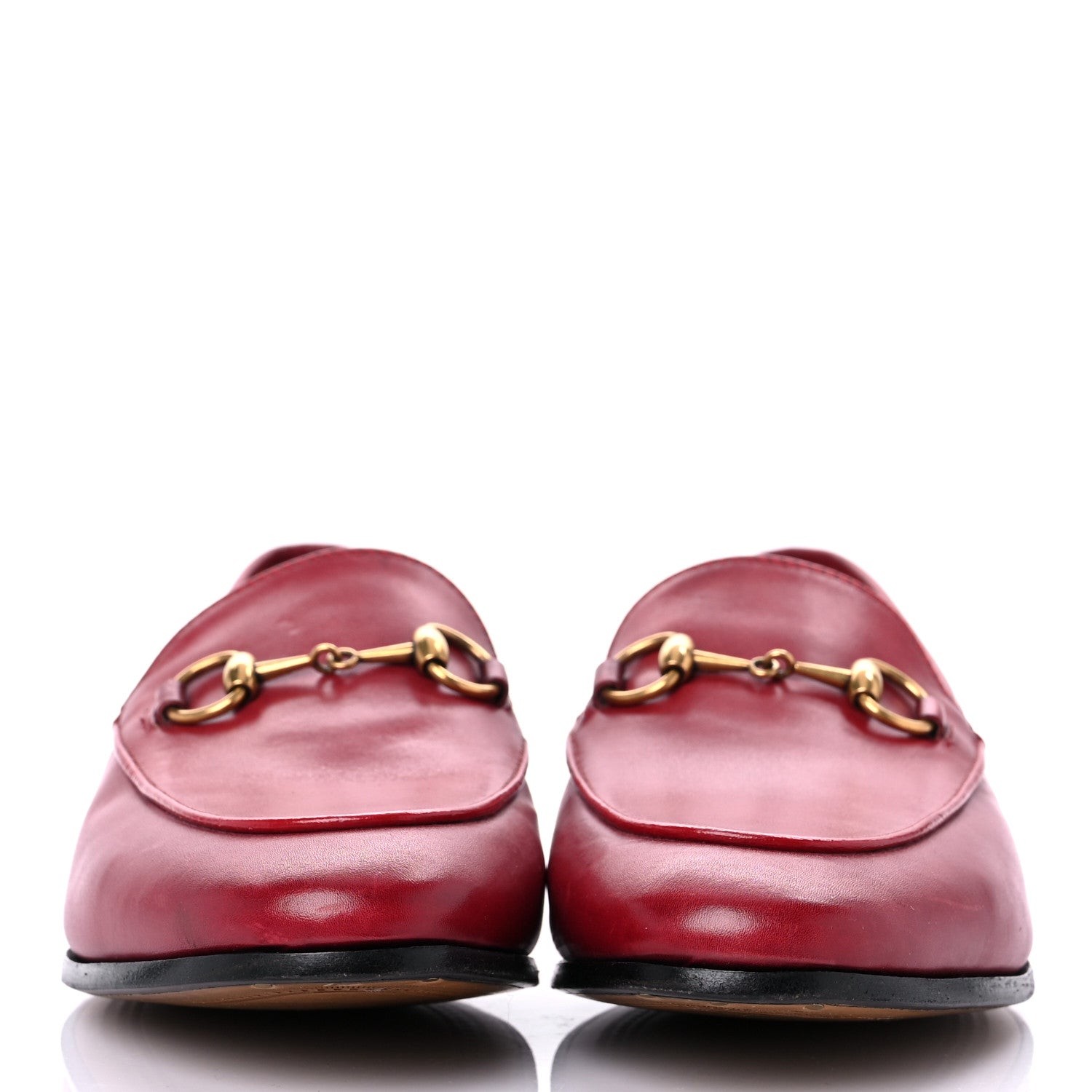 Gucci Lambskin Womens Brixton Horsebit Loafers 37 Hibiscus Red 2 of 17