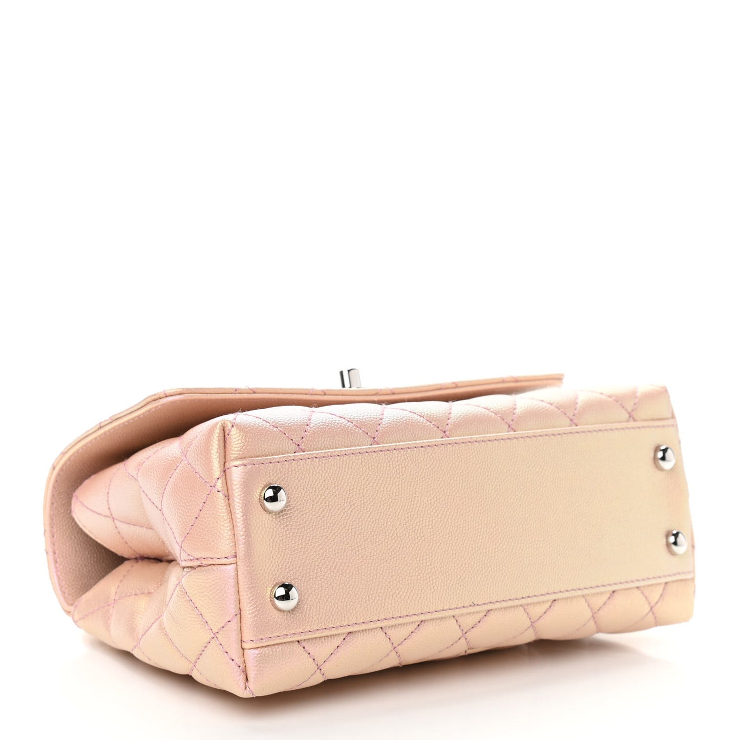 Iridescent Caviar Quilted Mini Coco Handle Flap Pink