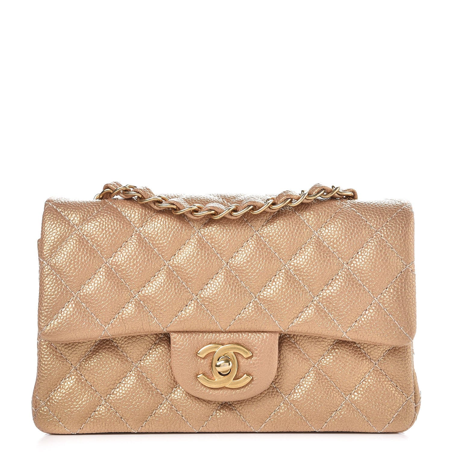 Chanel Pearly Caviar Quilted Mini Rectangular Flap Gold 1 of 17