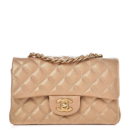 Chanel Pearly Caviar Quilted Mini Rectangular Flap Gold 1 of 17