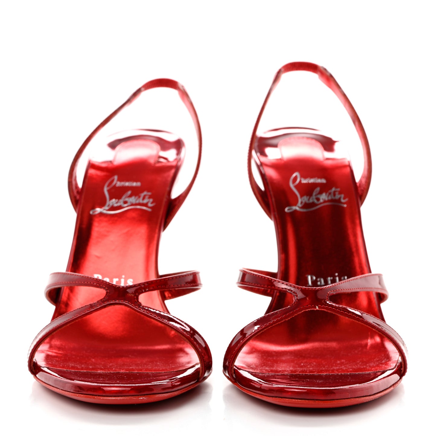 Metallic Patent Psychic Emilie 100 Slingback Sandals 38.5 Loubi