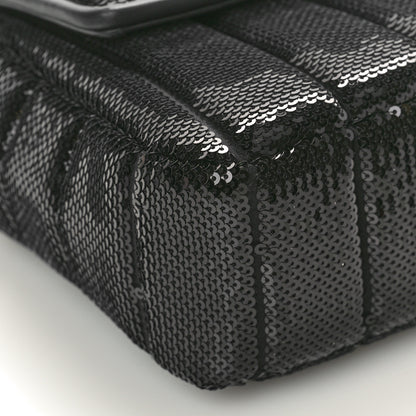 Fendi Satin Vitello King Sequin Baguette Black 8 of 9