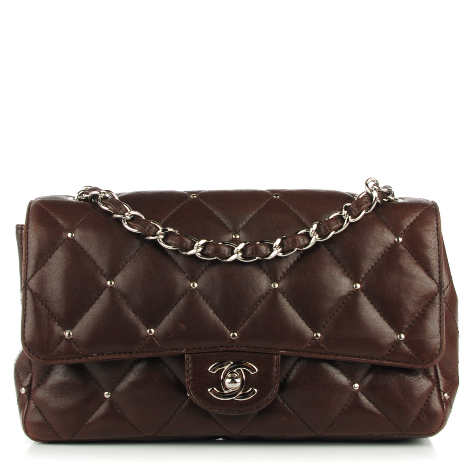 Chanel Lambskin Studded Medium Flap Brown 1 of 8