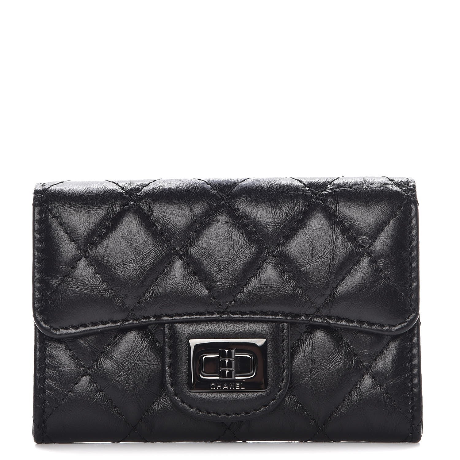 Chanel Aged Calfskin Quilted Reissue Flap Card Holder So Black 1 of 18