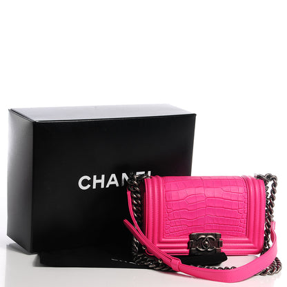 Chanel Matte Alligator Small Boy Flap Dark Pink 5 of 9