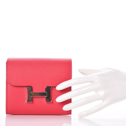 Hermes Epsom Constance Short Wallet Rose Extreme 2 of 9