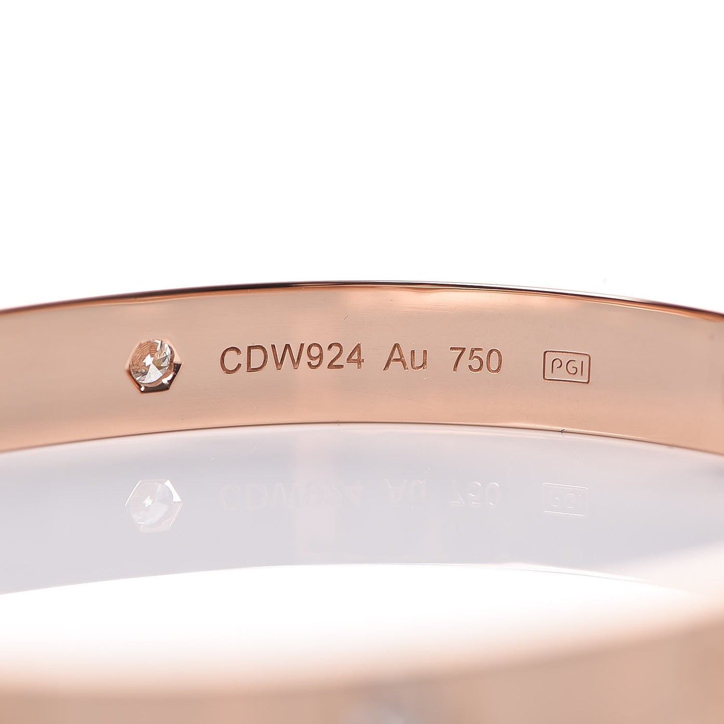 18K Pink Gold 4 Diamond LOVE Bracelet 17