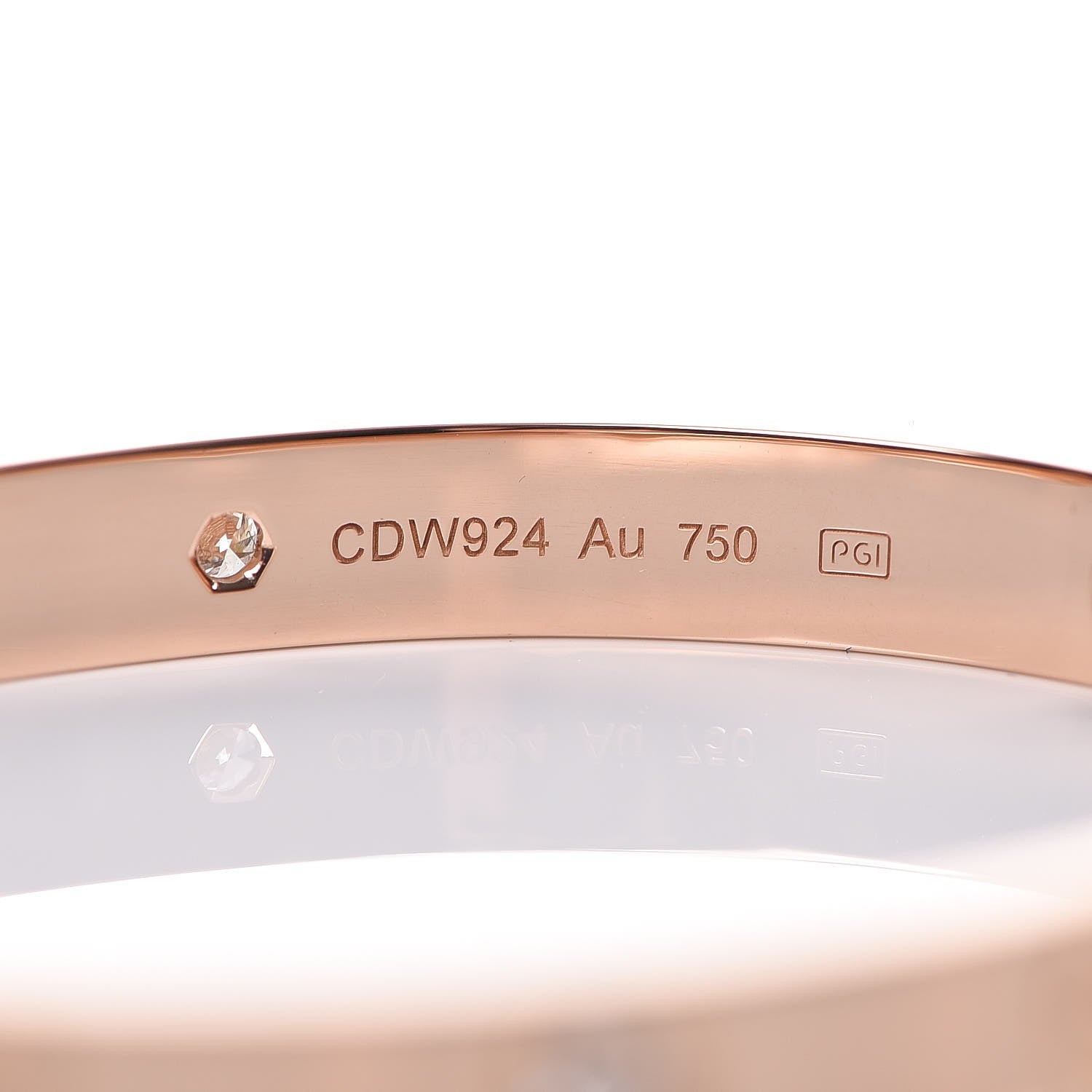 Cartier 18K Pink Gold 4 Diamond LOVE Bracelet 17 5 of 8