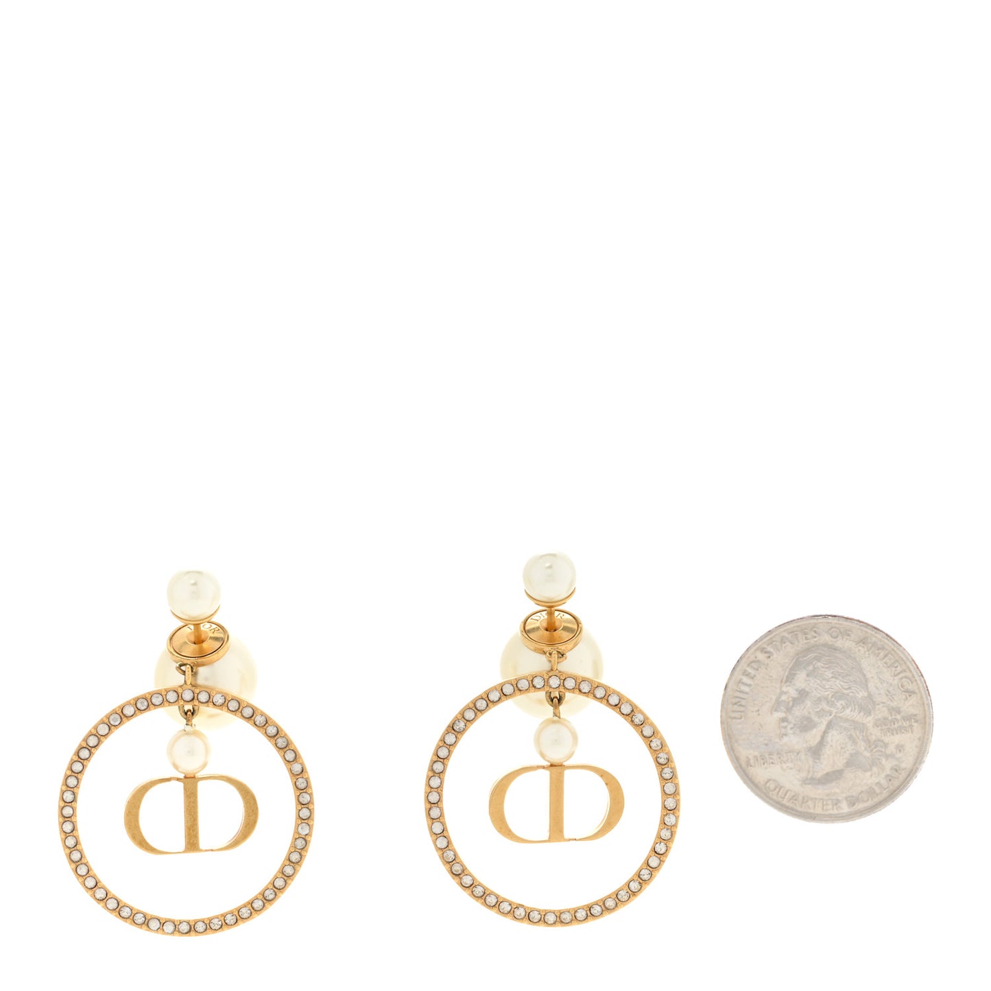 Crystal Pearl CD Montaigne Hoop Earrings Gold