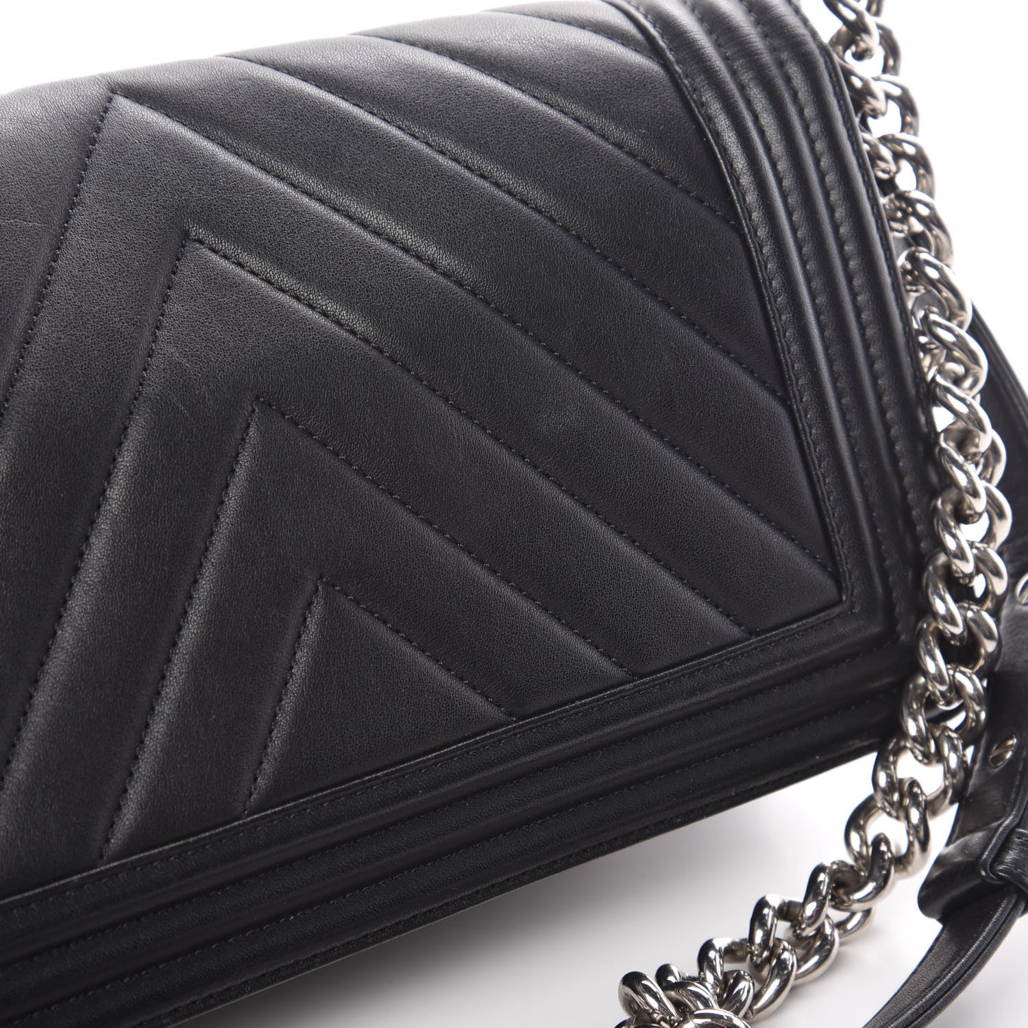 Chanel Calfskin Chevron Quilted Medium Boy Flap Black 12 of 12