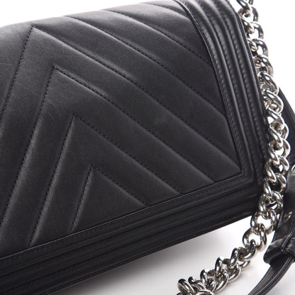 Chanel Calfskin Chevron Quilted Medium Boy Flap Black 12 of 12