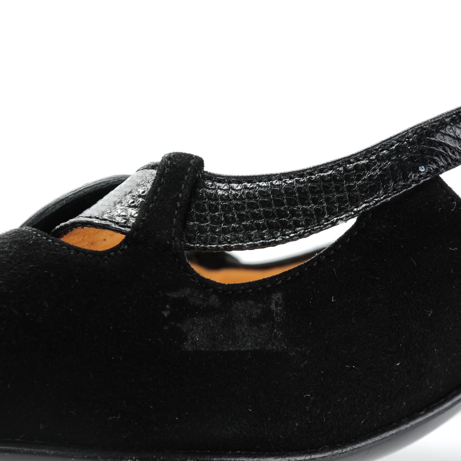 Chanel Suede Lizard Buckle Sling Back Sandals 39 Black 7 of 7