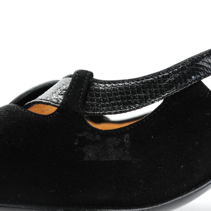 Chanel Suede Lizard Buckle Sling Back Sandals 39 Black 7 of 7