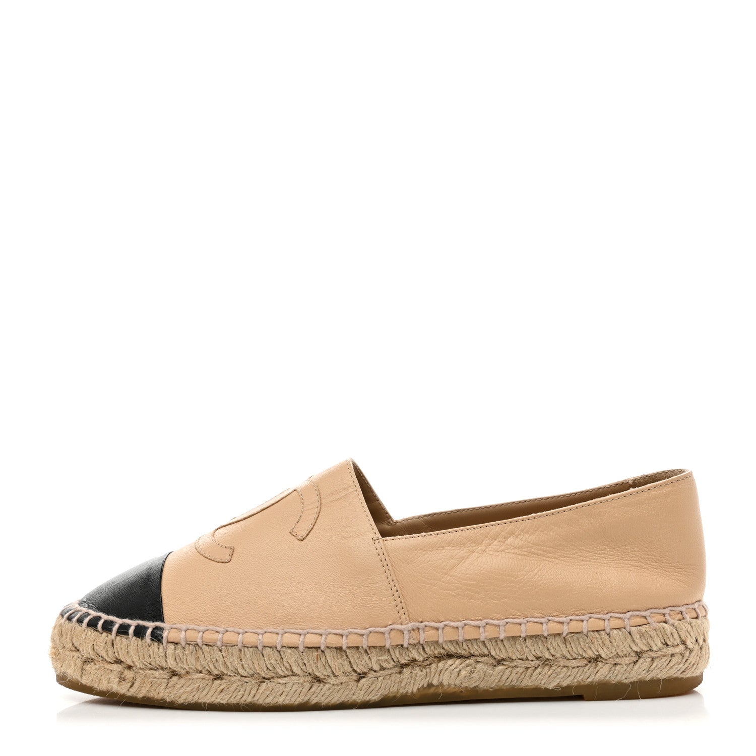 Chanel Lambskin CC Espadrilles 35 Beige Black 1 of 10