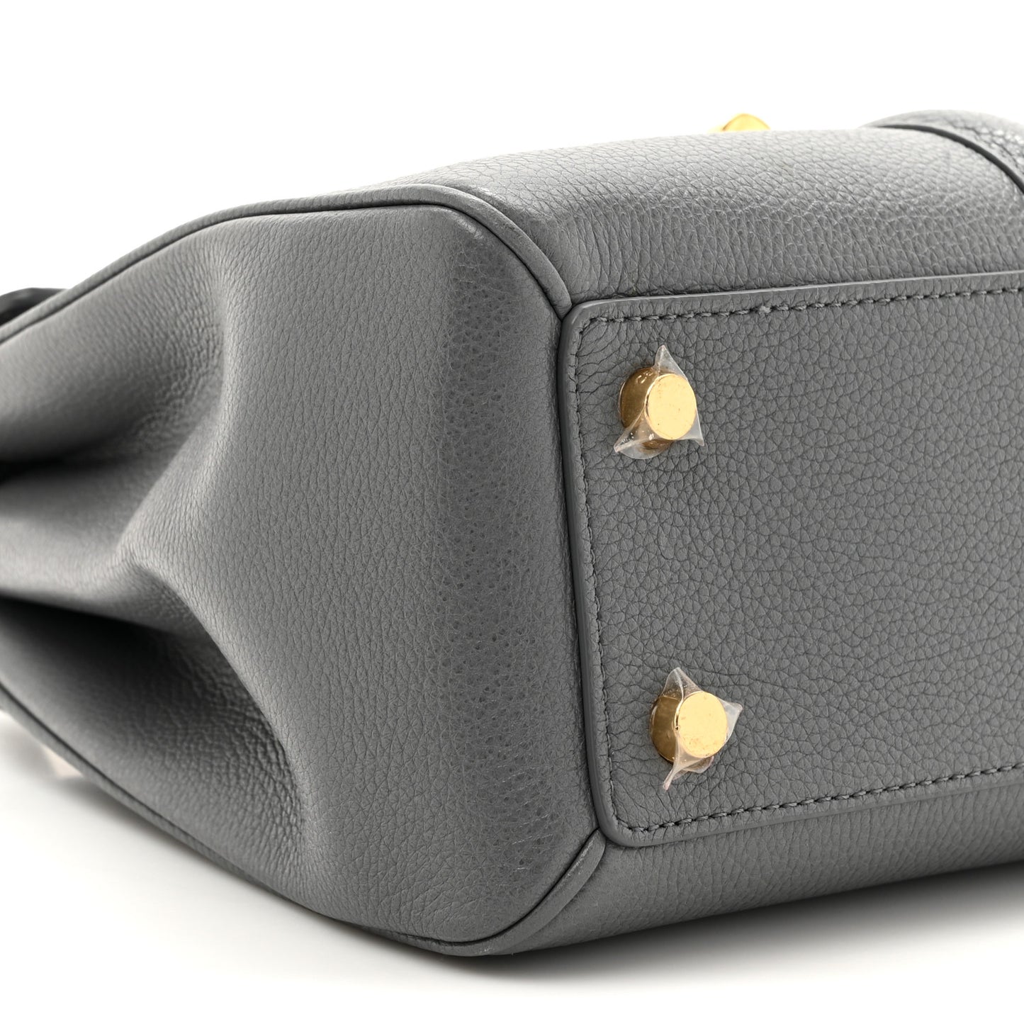 Grained Calfskin Small 16 Top Handle Bag Medium Grey