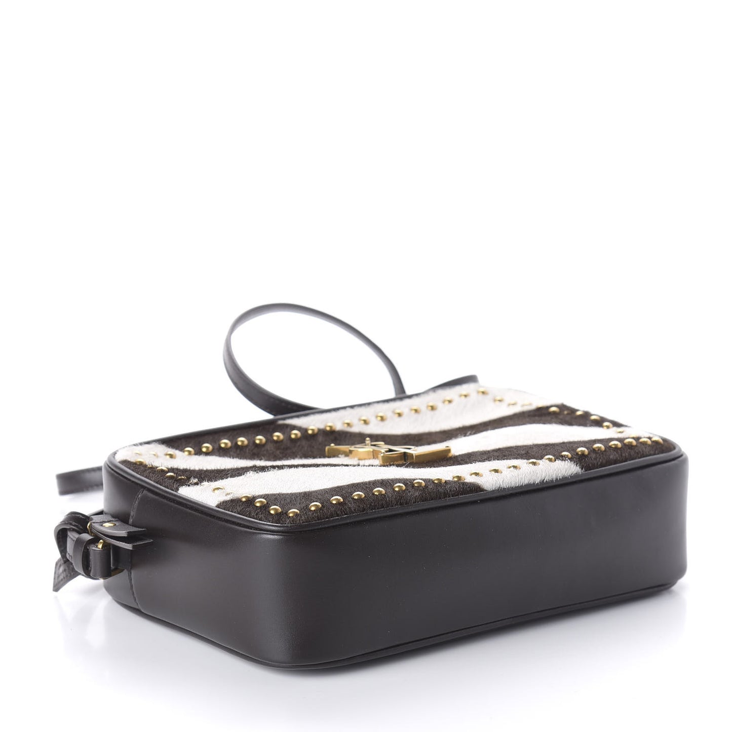 Pony Hair Calfskin Studded Monogram Lou Camera Bag Dusty White Brown