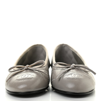 Chanel Crumpled Lambskin Quilted CC Ballerina Flats 35 Grey 2 of 8