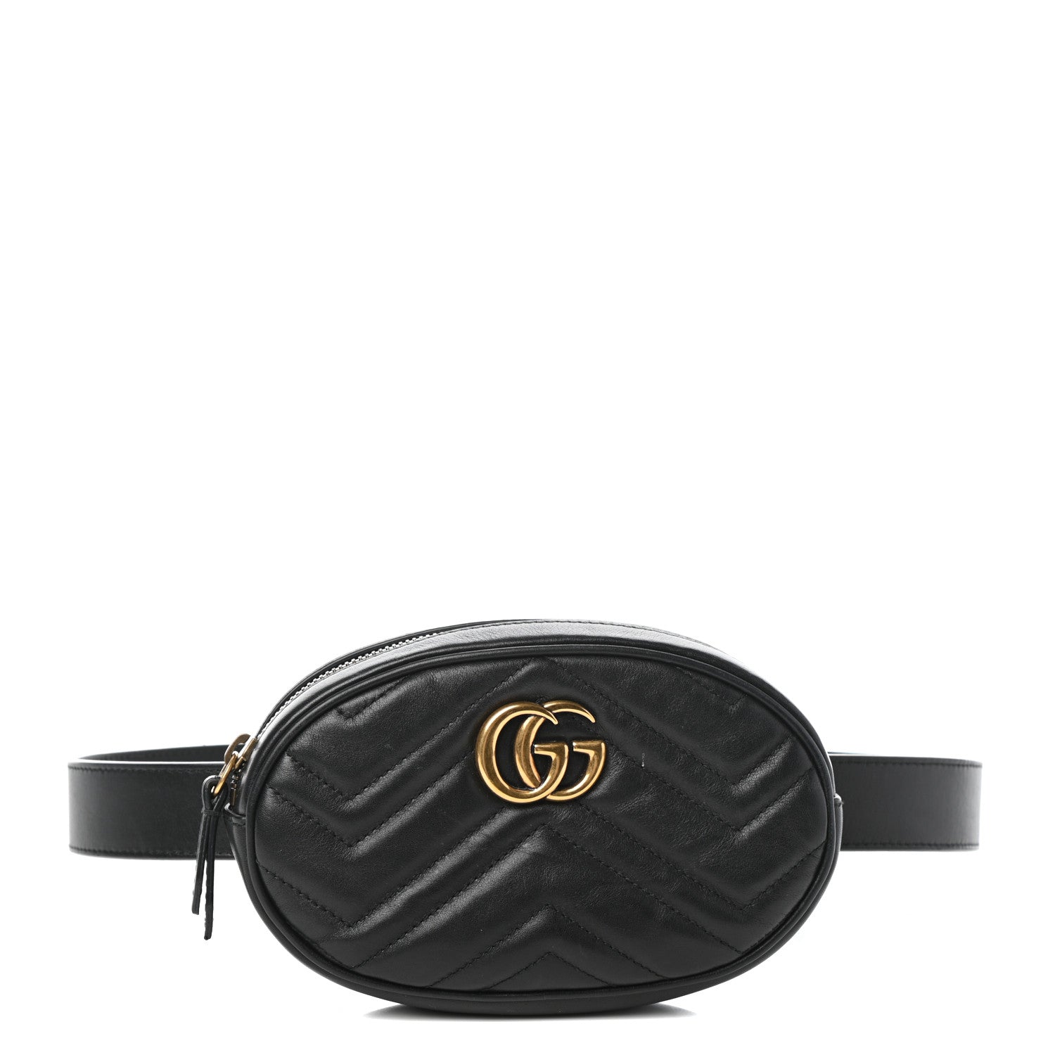 Gucci Calfskin Matelasse GG Marmont Belt Bag 75 30 Black 1 of 9