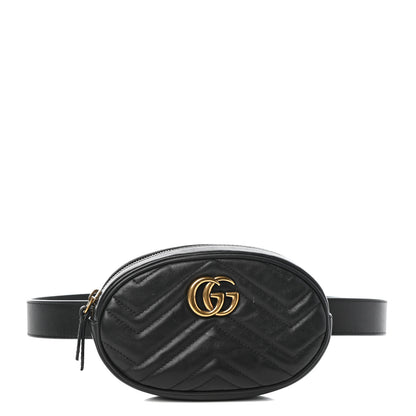 Gucci Calfskin Matelasse GG Marmont Belt Bag 75 30 Black 1 of 9