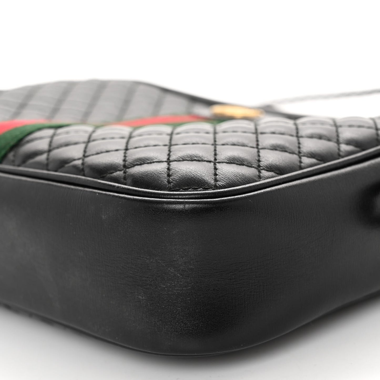 Calfskin Web Trapuntata Small GG Shoulder Bag Black