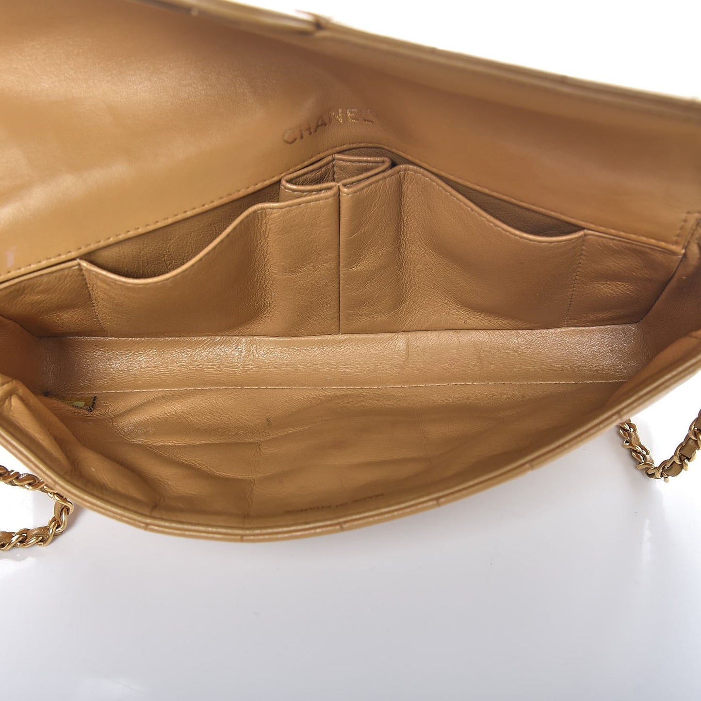 Lambskin East West Chocolate Bar Flap Beige