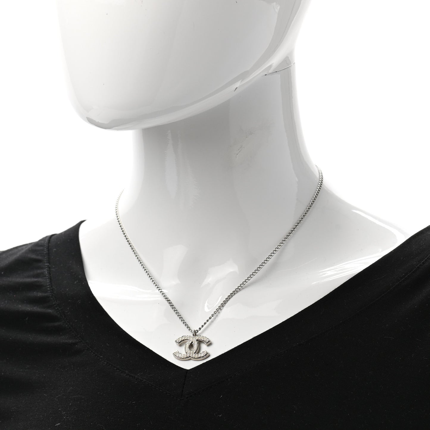 Metal CC Necklace Silver