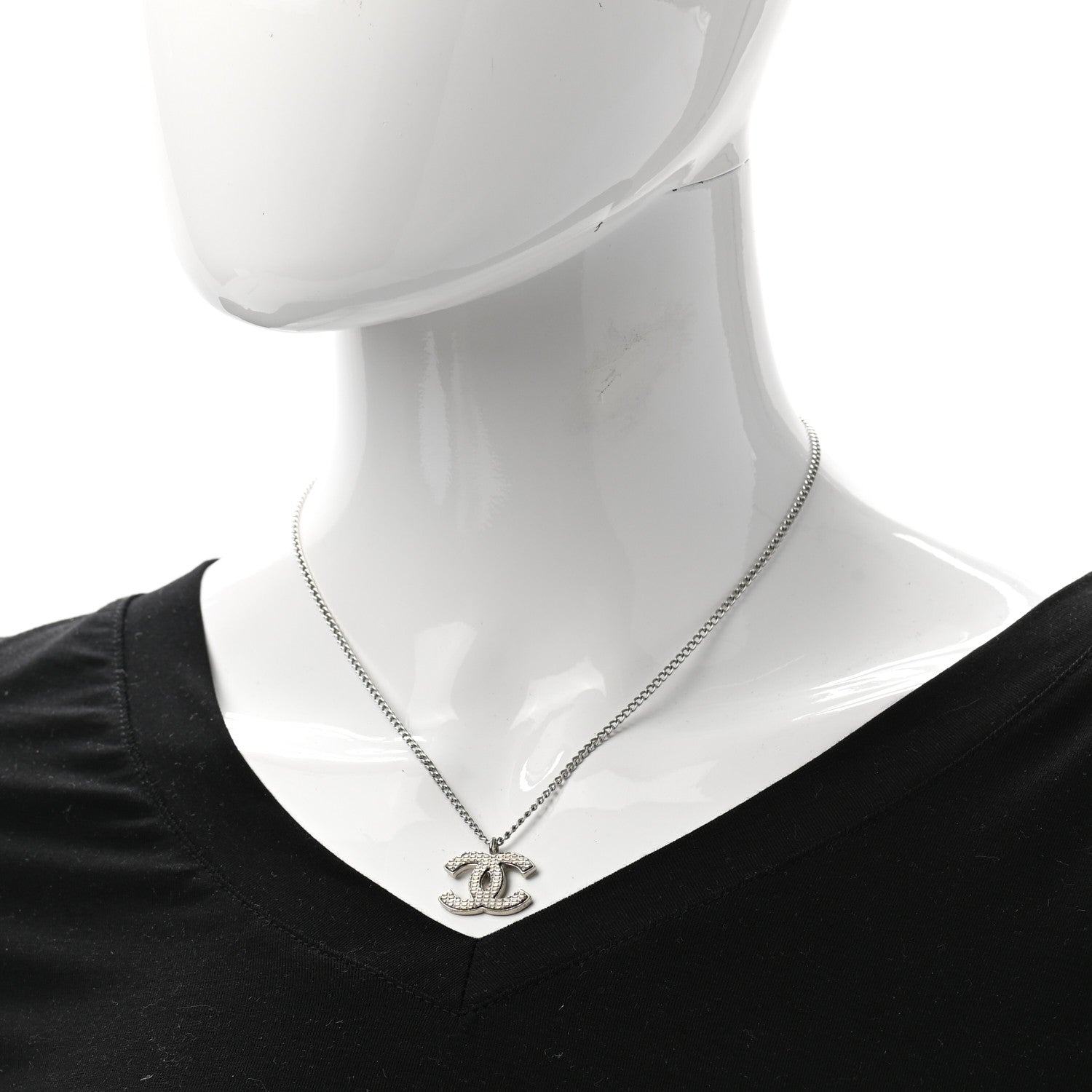 Chanel Metal CC Necklace Silver 2 of 6